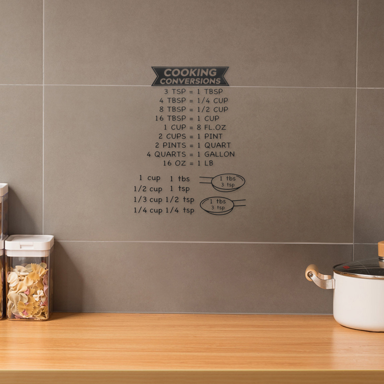Kitchen Baking Conversion Chart - 2 Adet Mutfak Dönüştürme Tablosu Etiketi