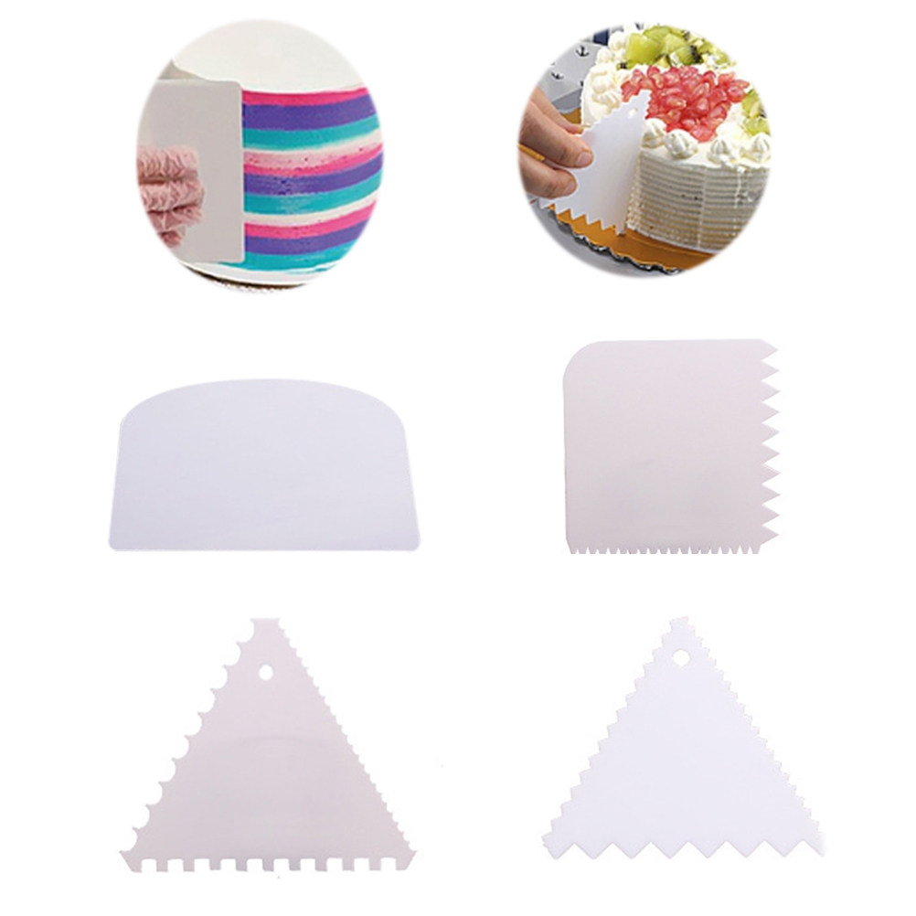Fondant Smoother Set - 4 Parça Beyaz Plastik Pasta Sıyırıcı