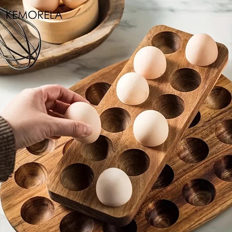 Kitchen Baking Containers - KEMORELA 1 ADET Modern Ahşap Yumurta