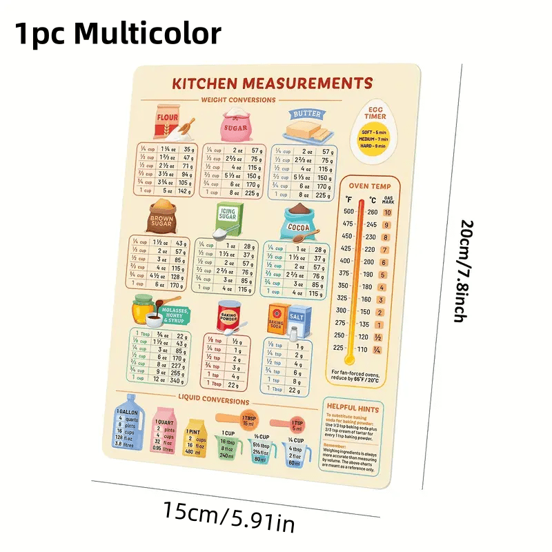 1PC Mutfak Dönüşüm Tablosu, Bu - Kitchen Baking Conversion Chart incelemesi ve fiyatı