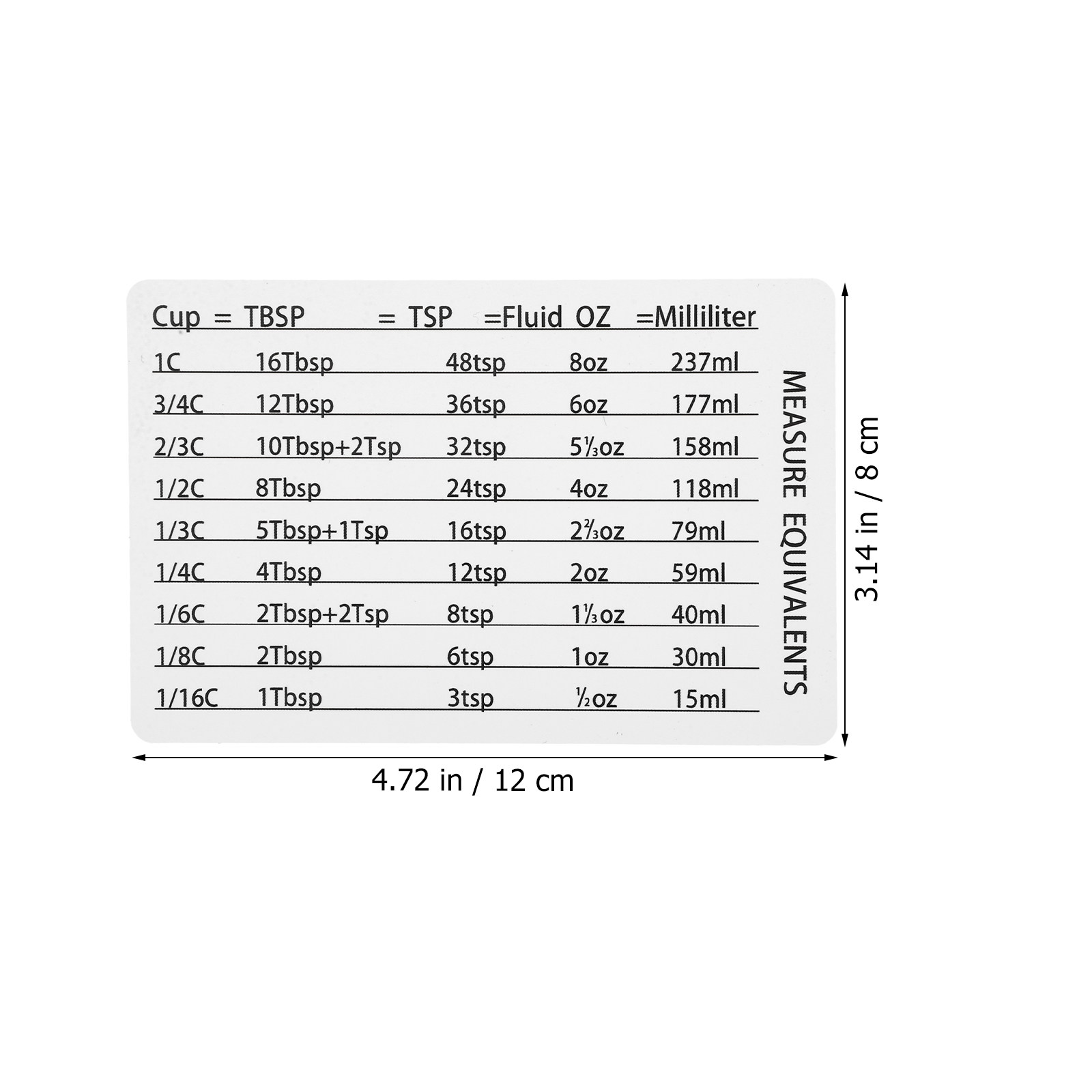 Mutfak, Fırın ve Laboratuvar K - Kitchen Baking Conversion Chart incelemesi ve fiyatı