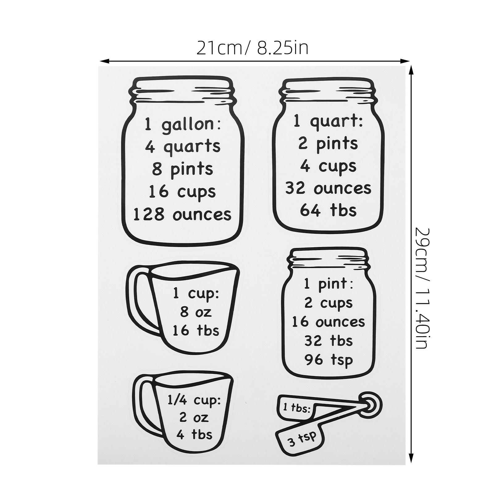 2 Adet Mutfak Ölçü Dönüştürme  - Kitchen Baking Conversion Chart incelemesi ve fiyatı